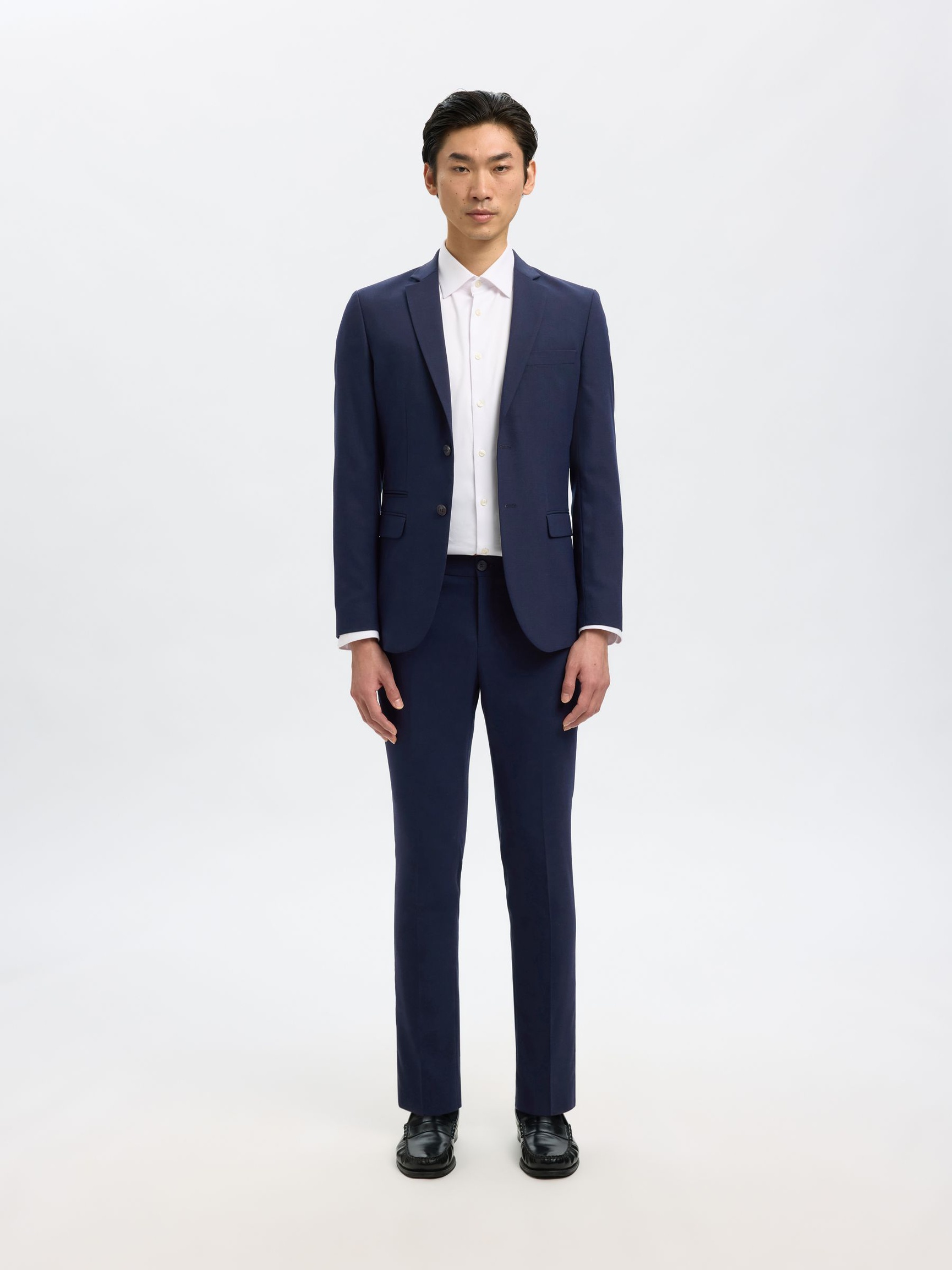WOVEN WOOL BLEND TROUSERS, Navy Blazer, highres