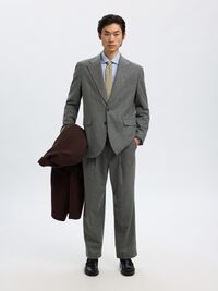 PINSTRIPE SINGLE-BREASTED BLAZER, Medium Grey Melange, highres