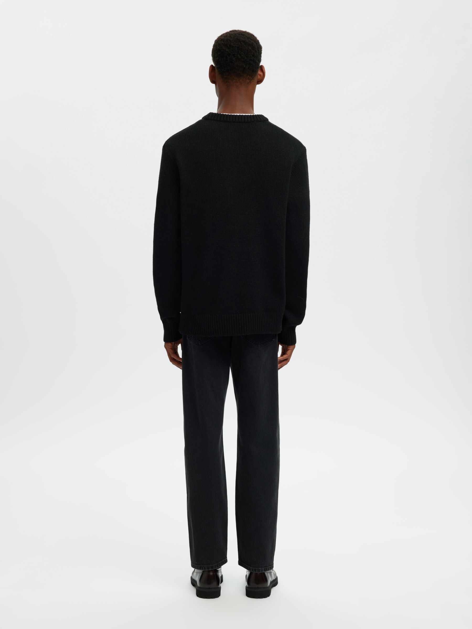 WOOL BLEND RELAXED FIT JUMPER, Black, highres