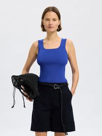 SLEEVELESS KNITTED TOP, Dazzling Blue, highres