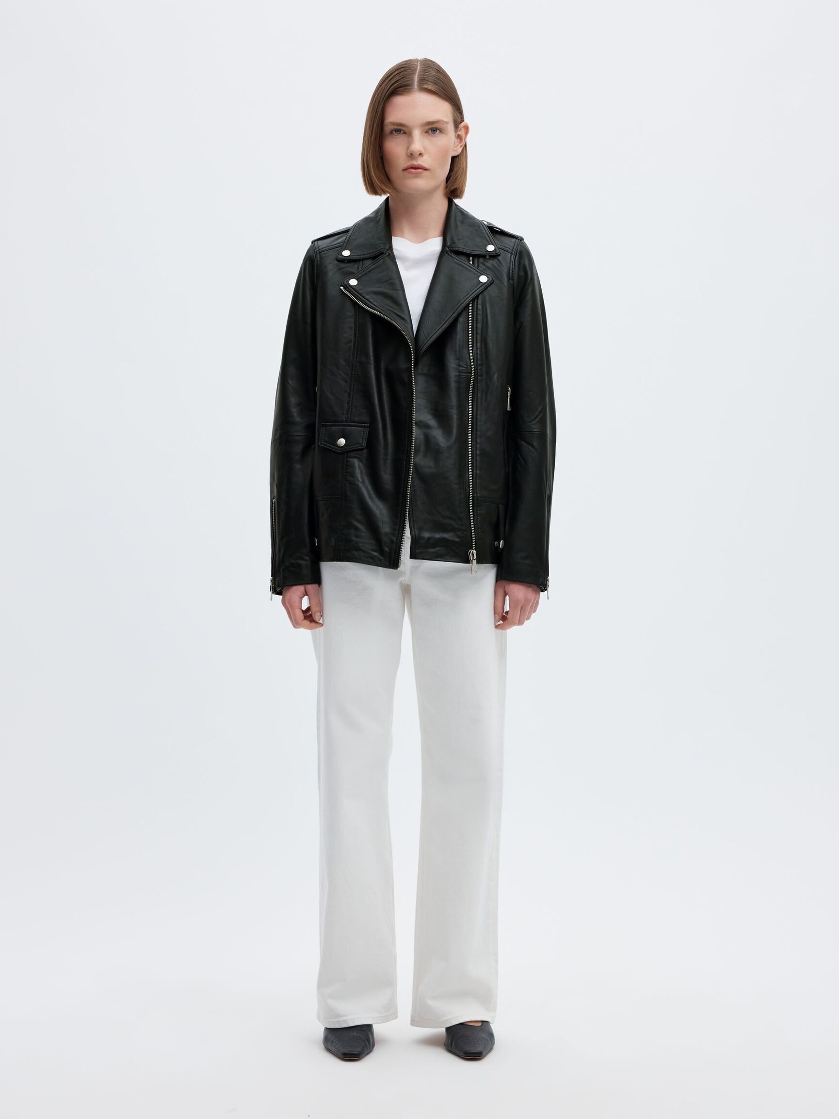 OVERSIZE VESTE EN CUIR, Black, highres