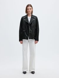 OVERSIZE VESTE EN CUIR, Black, highres