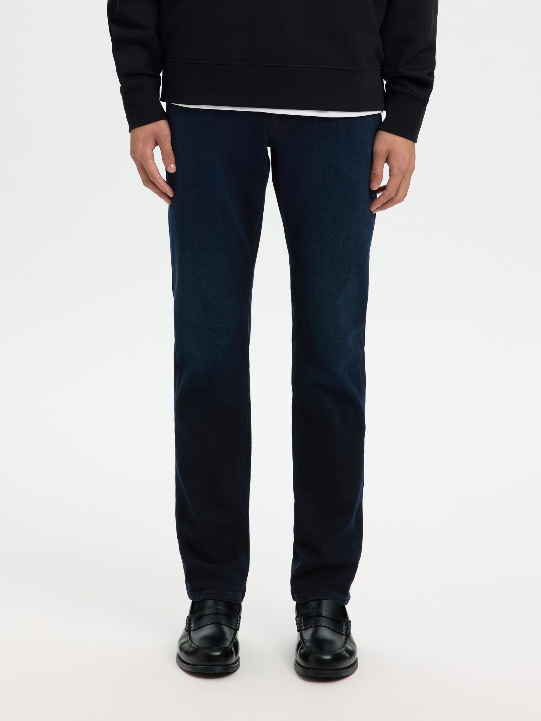 75 MØRK VASK SLIM FIT JEANS, Blue Black Denim, highres