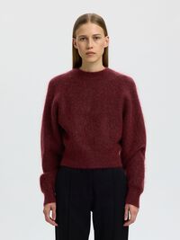 MOHAIR BLEND KNITTED JUMPER, Tawny Port, highres