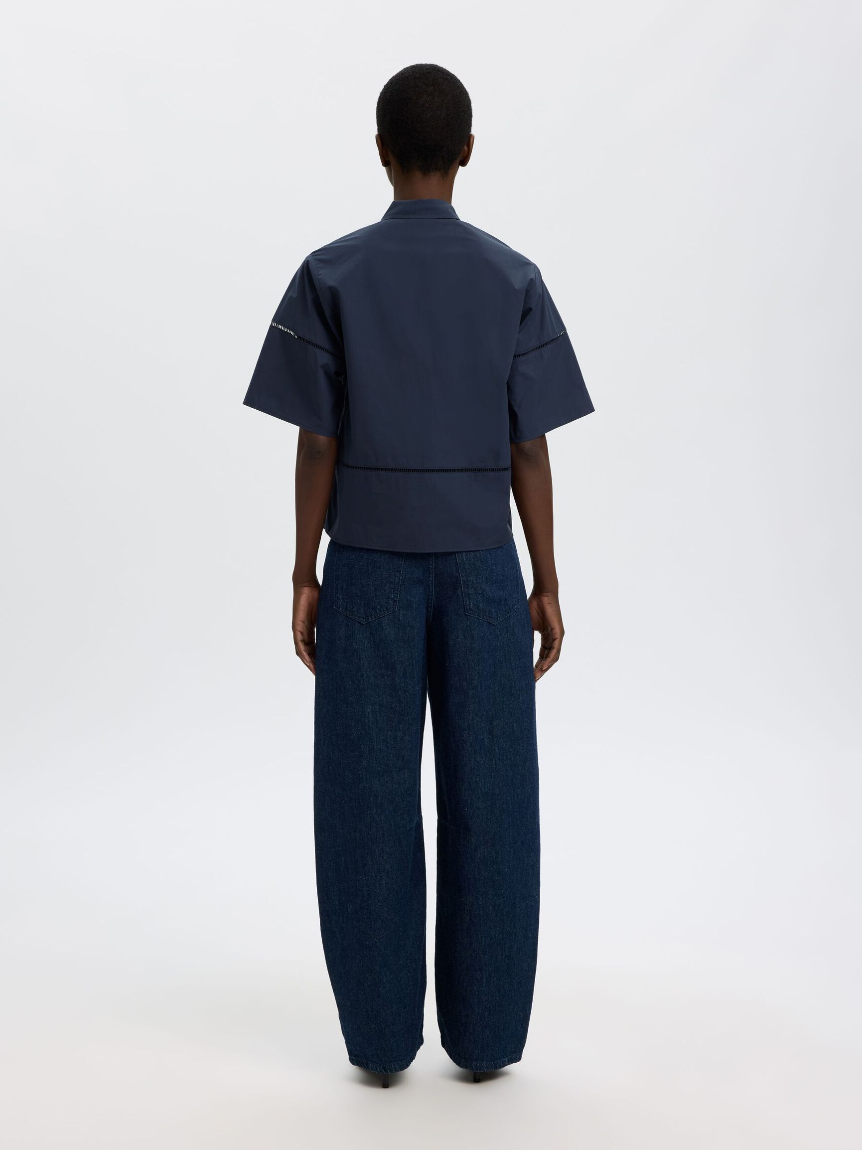 COTTON SHORT SLEEVED SHIRT, Dark Sapphire, highres