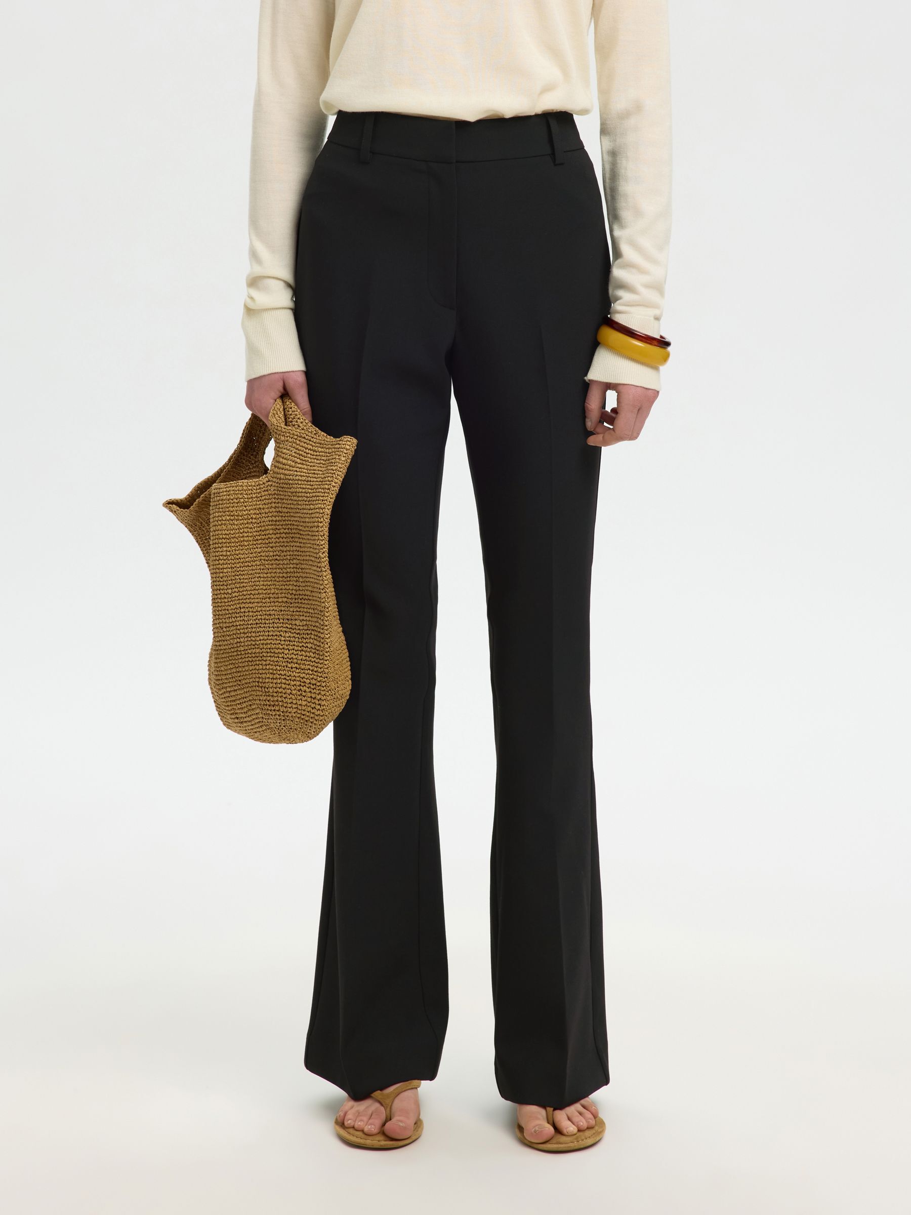 MID WAIST FLARED HOSE, Black, highres