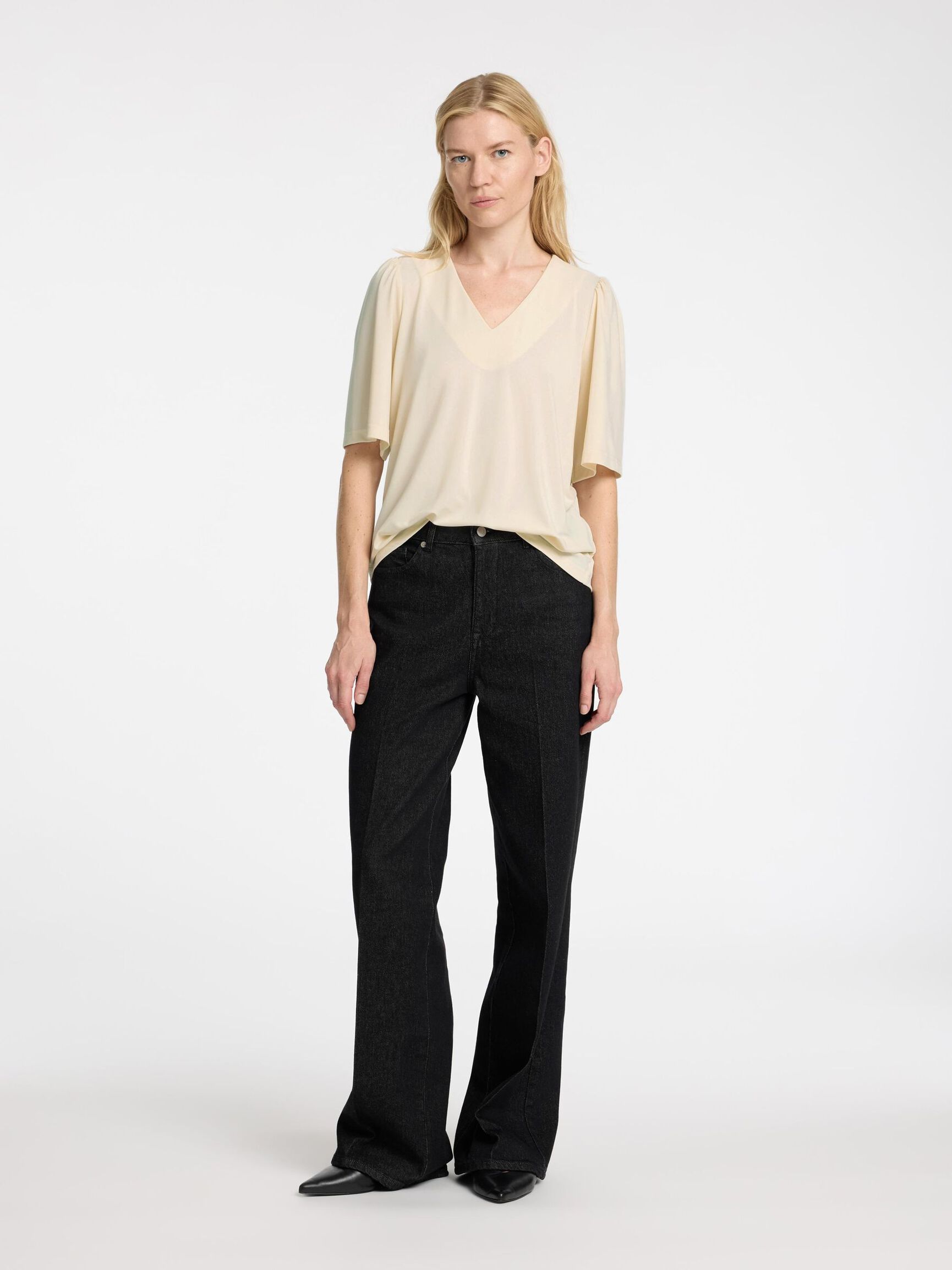 LOOSE FIT TOP MED V-HALS, Birch, highres
