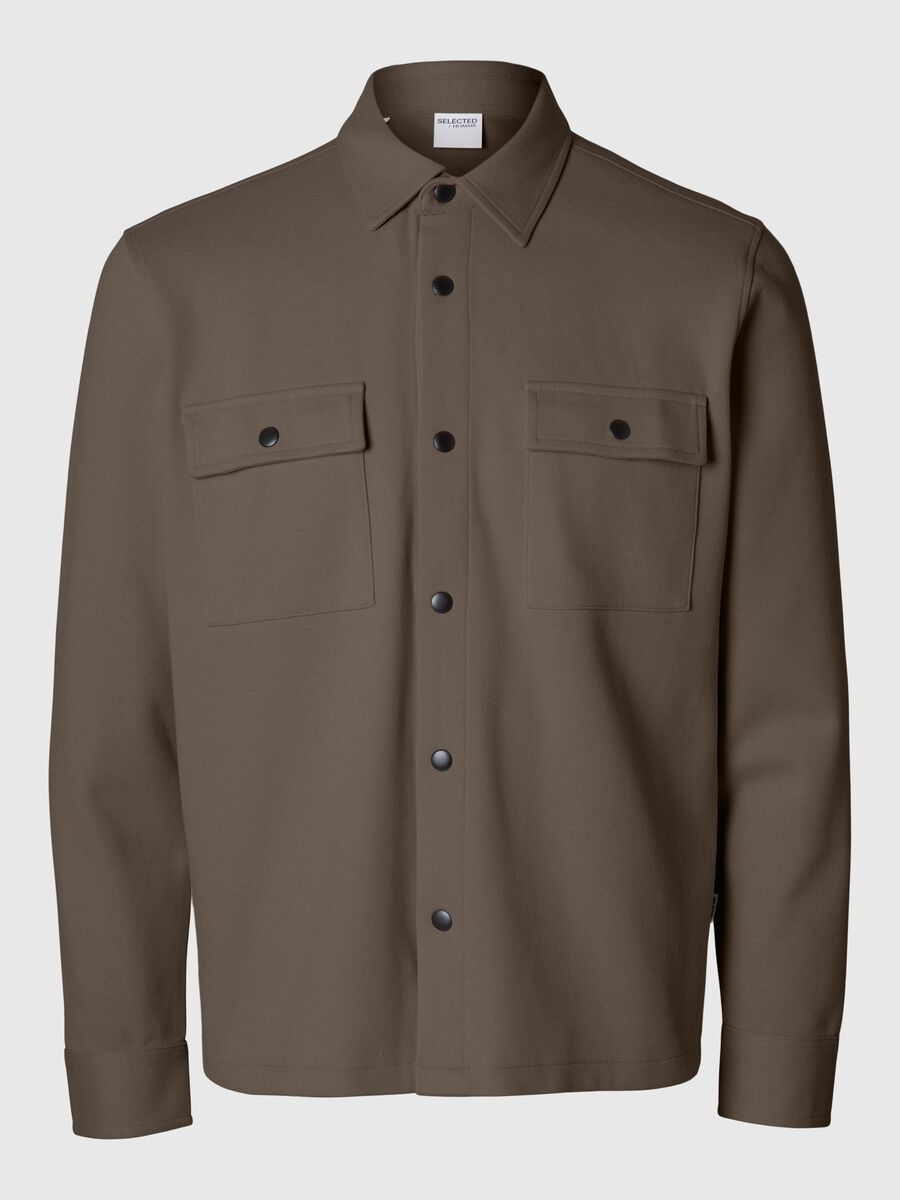 Selected KLASSISCHES OVERSHIRT, Morel, highres - 16085115_Morel_001.jpg