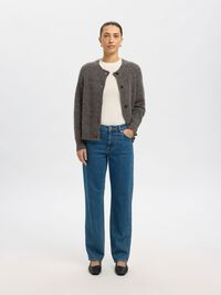 LAINE MÉLANGÉE CARDIGAN, Medium Grey Melange, highres
