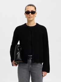 ULDBLANDING STRIKKET CARDIGAN, Black, highres