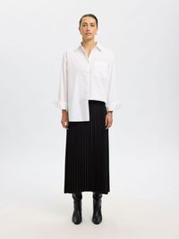 PLEATED MIDI SKIRT, Black, highres