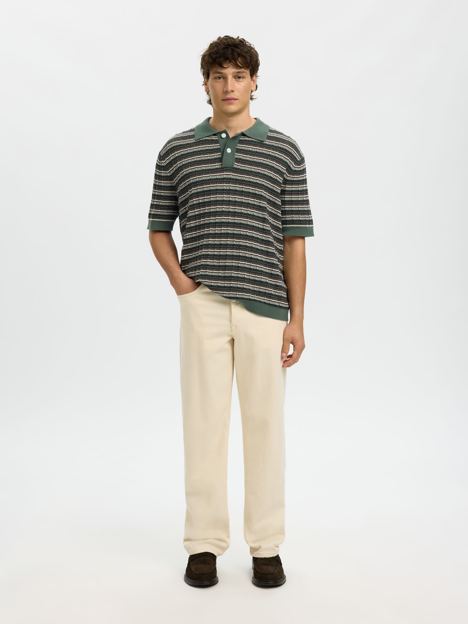 STRUCTURED  KNITTED POLO SHIRT, Balsam Green, highres