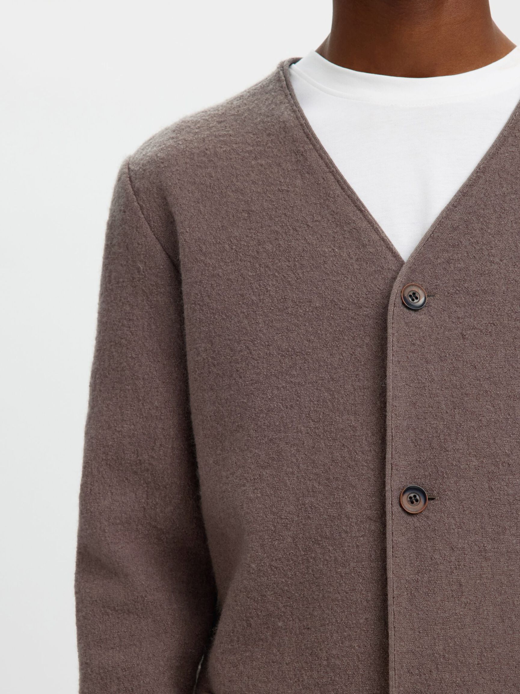 WOOL CARDIGAN, Morel, highres