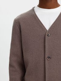 WOOL CARDIGAN, Morel, highres