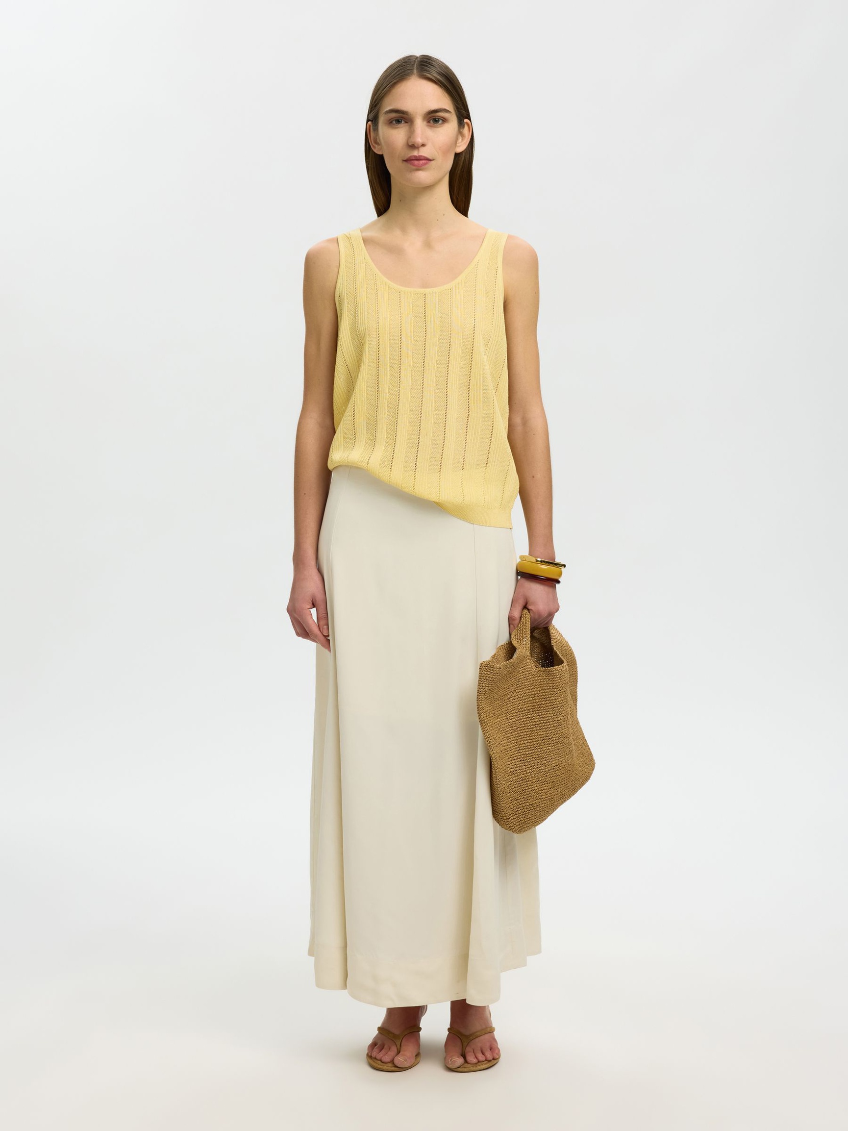 VISCOSE BLEND KNITTED TOP, Italian Straw, highres