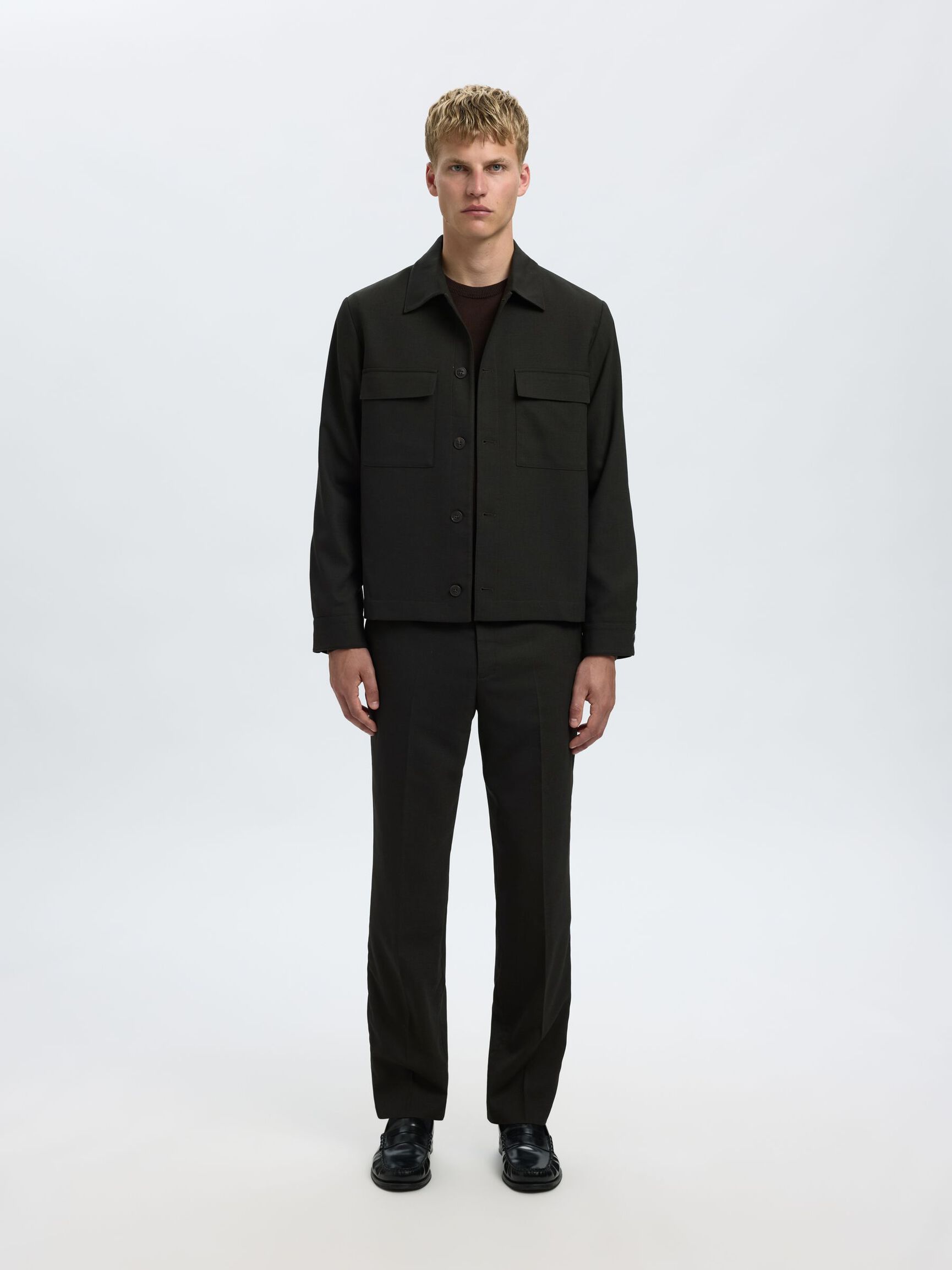 REGULAR FIT WOOL BLEND TROUSERS, Rosin, highres