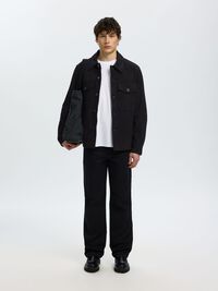 SUEDE OVERSHIRT, Black, highres