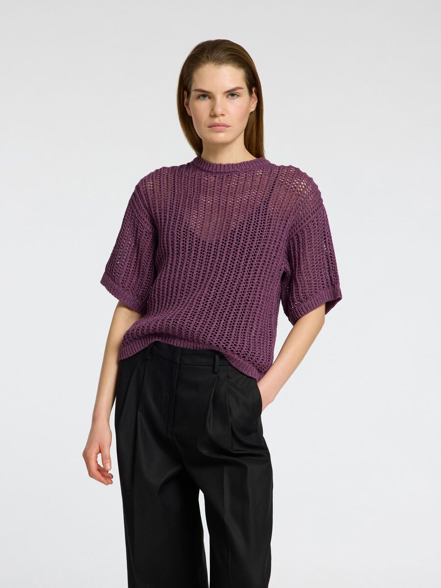 Selected LOOSE FIT STRIKKET TOPP, Plum Perfect, highres - 16097275_PlumPerfect_1179439_003.jpg