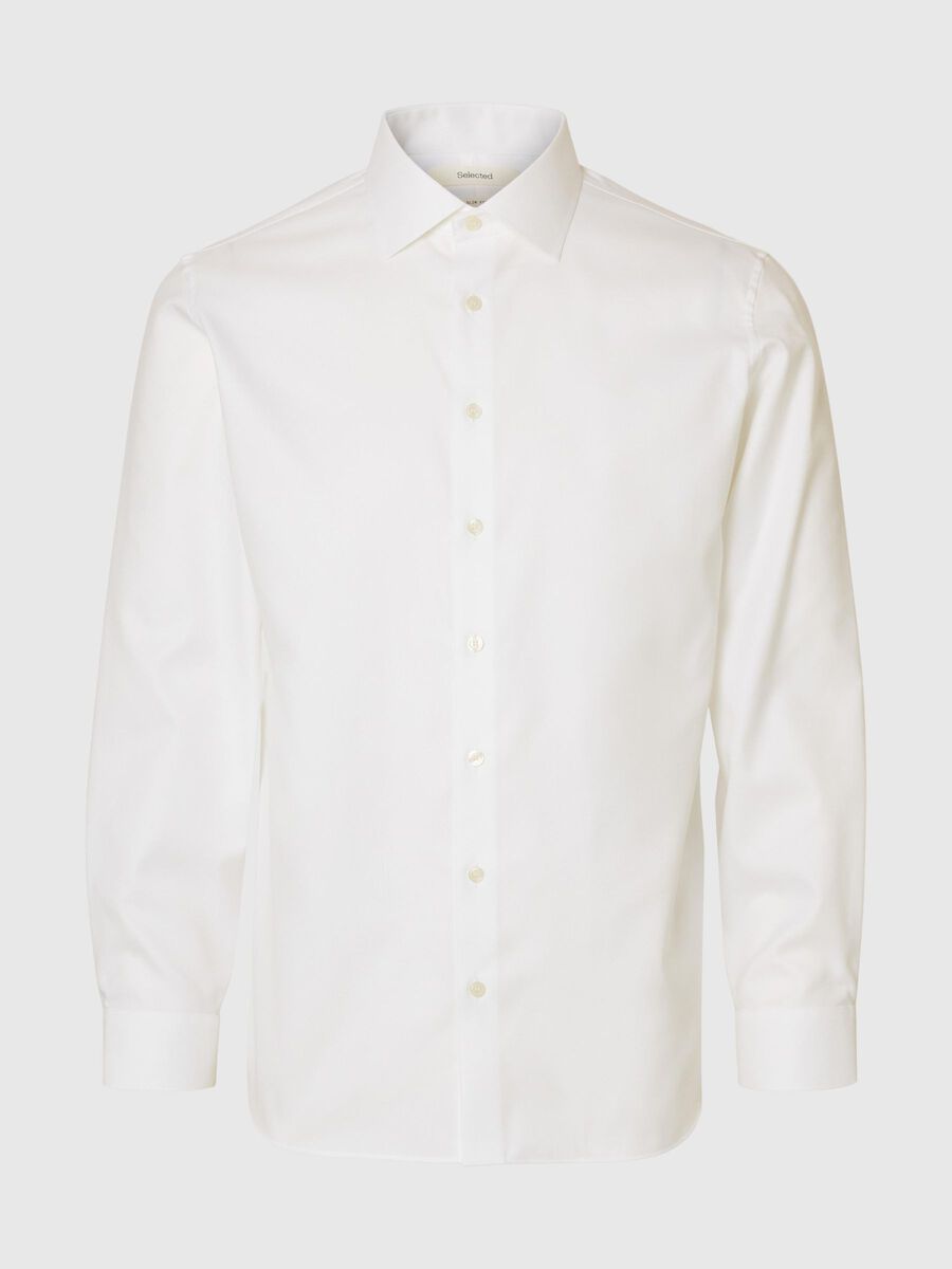 Selected 100% COTTON SLIM FIT SHIRT, Bright White, highres - 16096543_BrightWhite_001.jpg