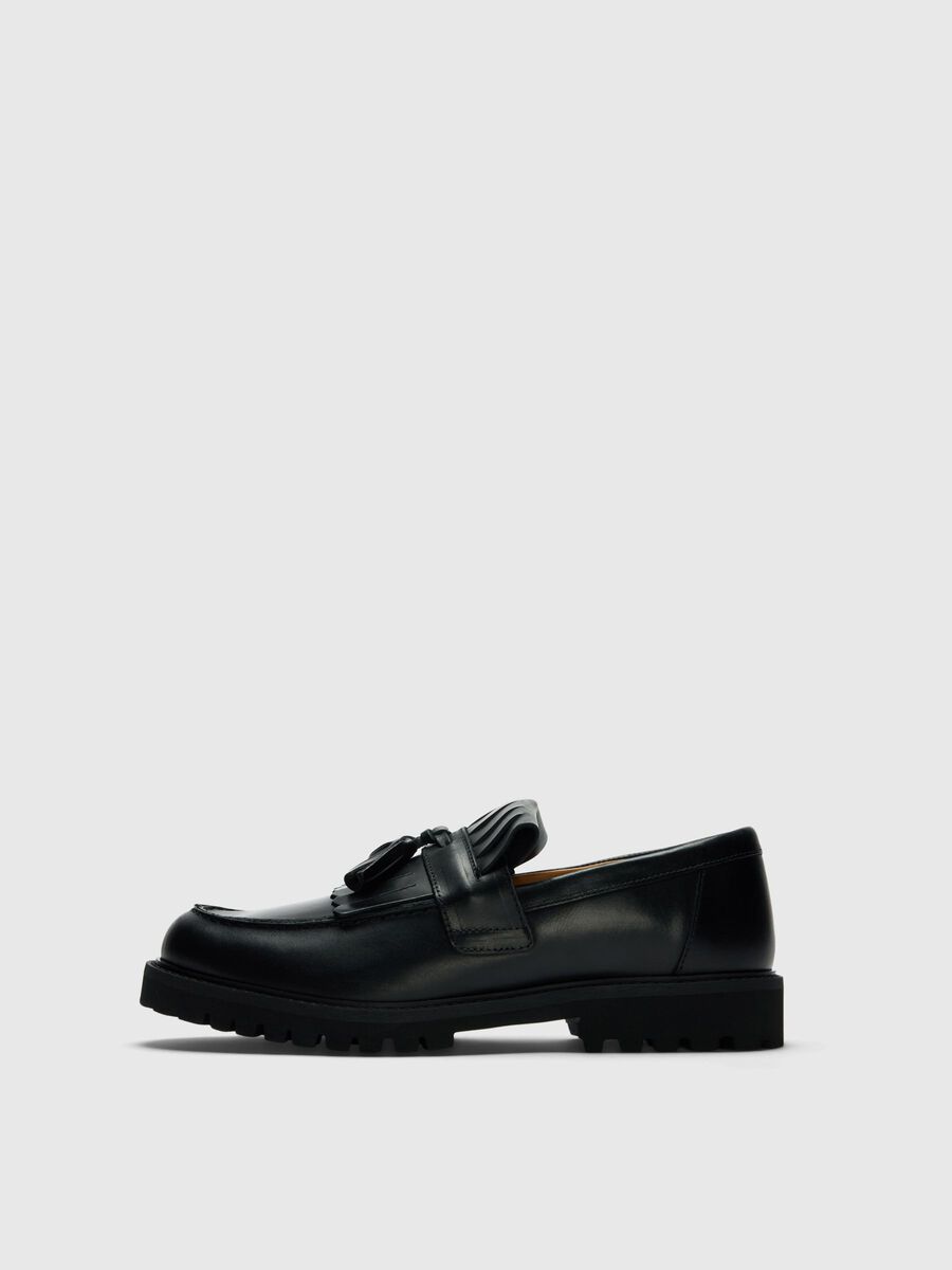 Product tile image - TASSEL DETAIL LEATHER LOAFERS, Black | 16098823_Black