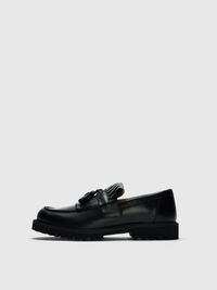 TASSEL DETAIL LEATHER LOAFERS, Black, highres