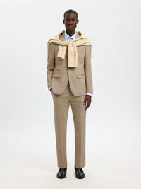 WOVEN WOOL BLEND BLAZER, Sand, highres