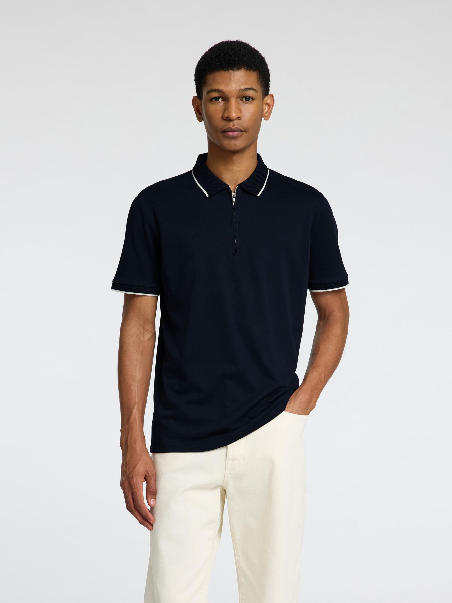KURZARM POLO SHIRT, Sky Captain, highres