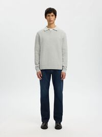 196 FLEX STRAIGHT FIT JEANS, Dark Blue Denim, highres