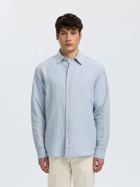 REGULAR FIT LINEN-BLEND SHIRT, Dusty Blue, highres