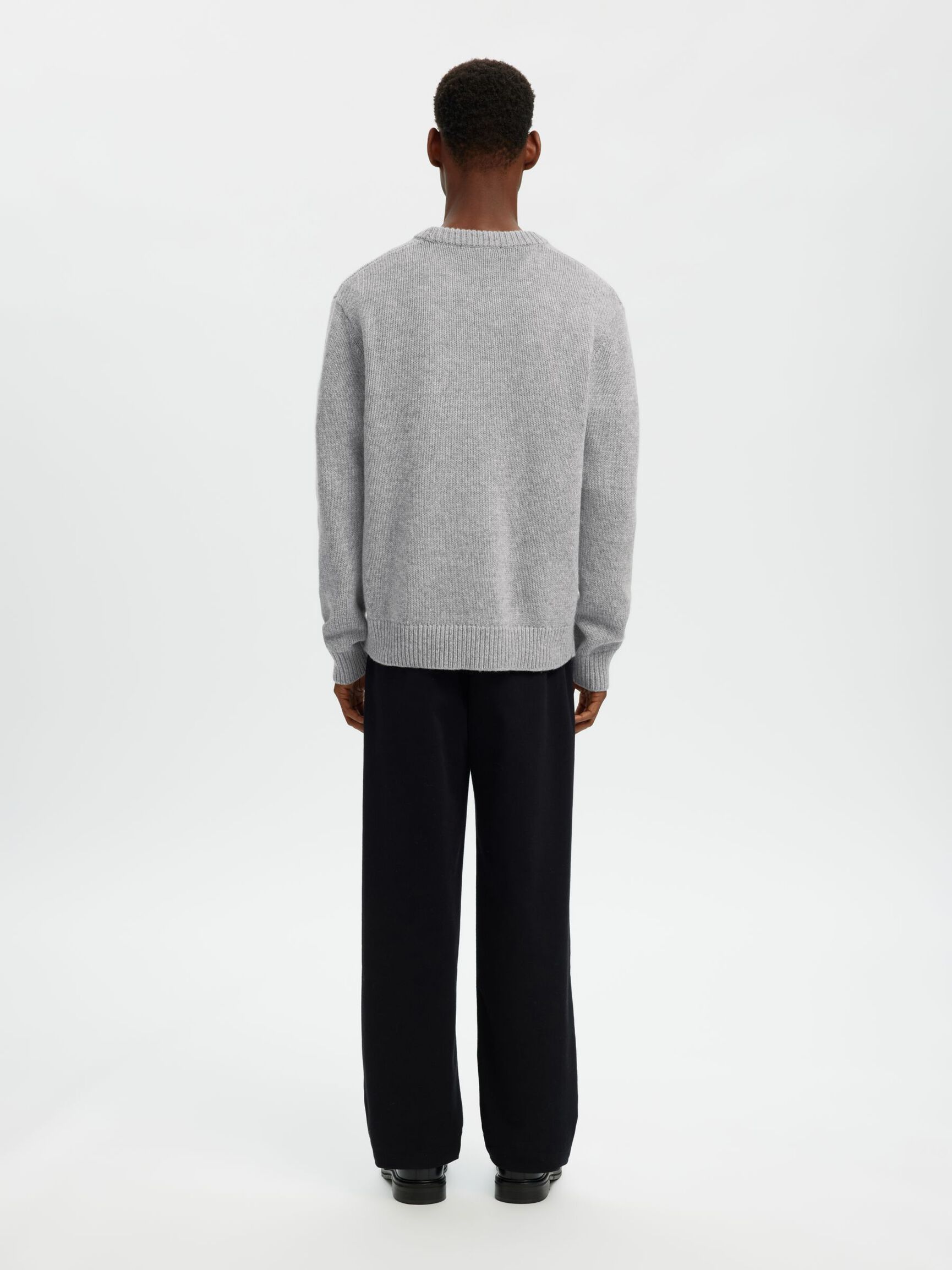 WOOL BLEND RELAXED FIT JUMPER, Light Grey Melange, highres
