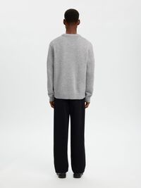 WOOL BLEND RELAXED FIT JUMPER, Light Grey Melange, highres