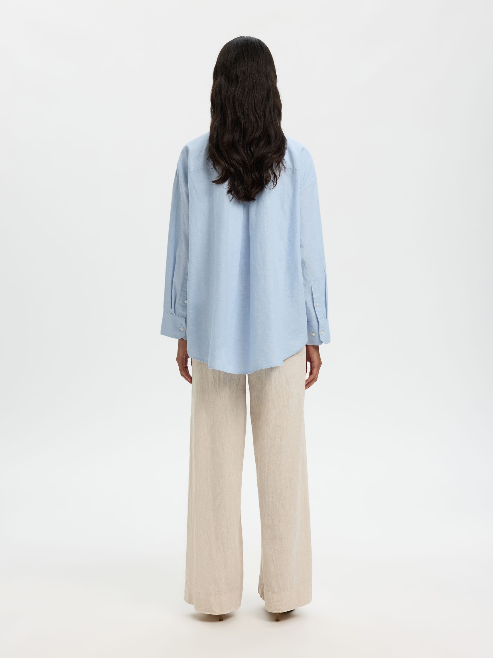 OVERSIZED BLUSE AUS LEINENGEMISCH, Dusty Blue, highres