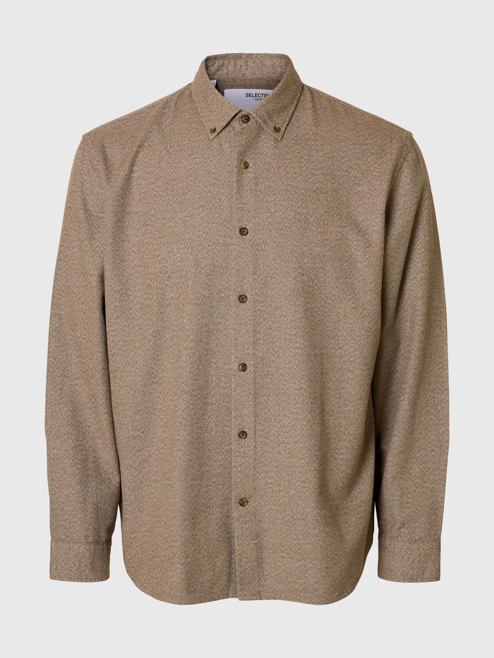 100% COTTON BUTTON-DOWN SHIRT, Oatmeal, highres