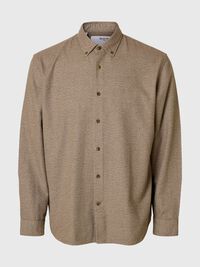 100% COTTON BUTTON-DOWN SHIRT, Oatmeal, highres