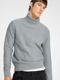 ROLLKRAGEN PULLOVER, Medium Grey Melange, highres