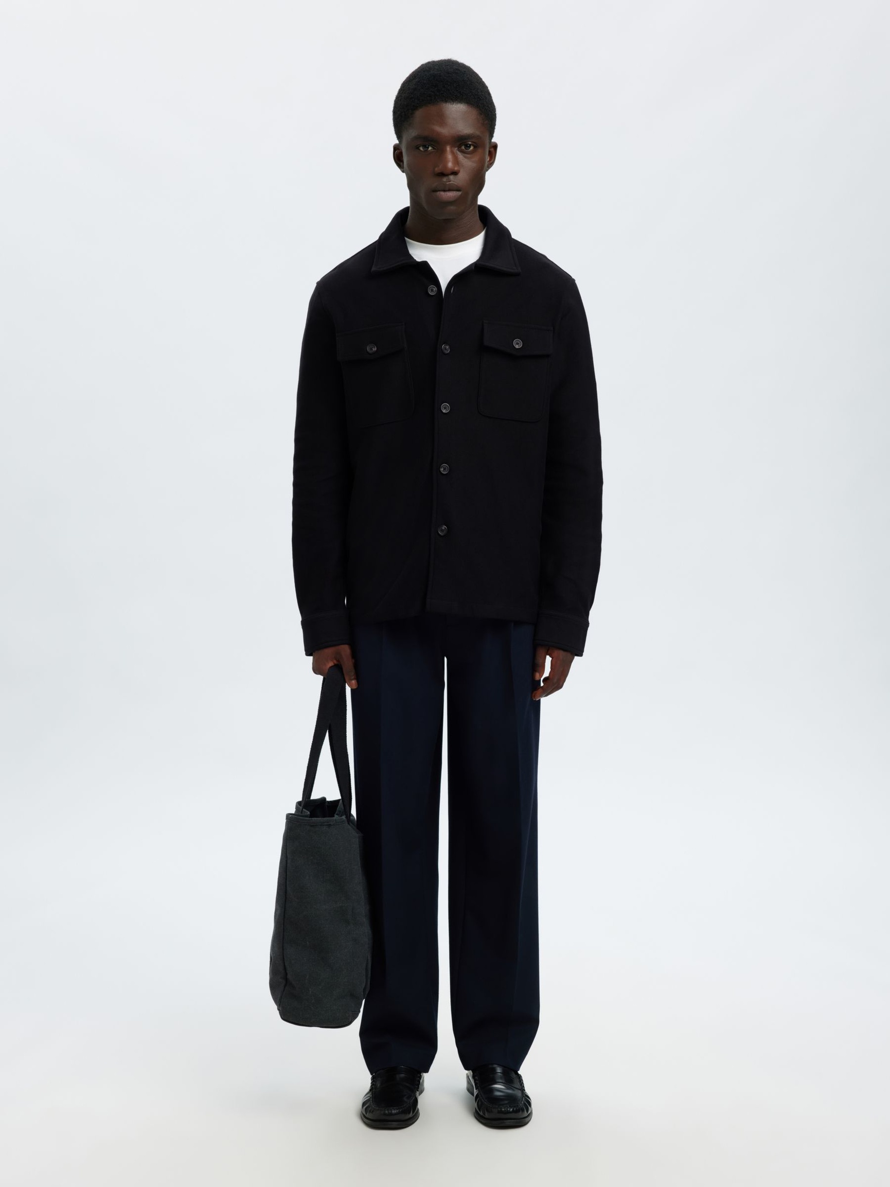 REGULAR FIT OVERSHIRT, Black, highres