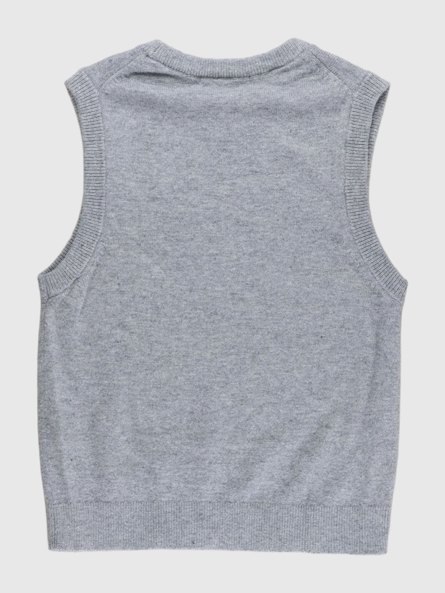 RUND HALSUDSKÆRING STRIK VEST, Medium Grey Melange, highres