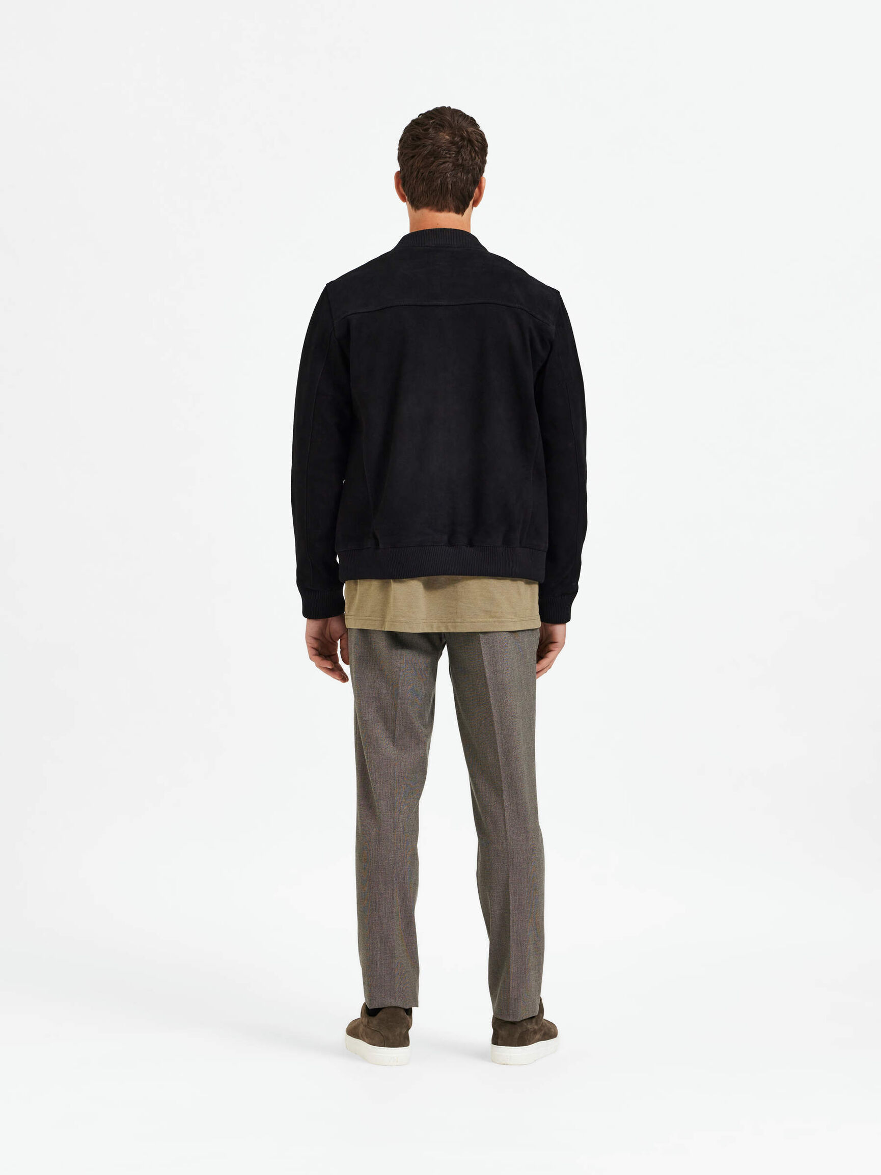 SUEDE BOMBER JACKET, Black, highres