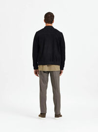 SUEDE BOMBER JACKET, Black, highres