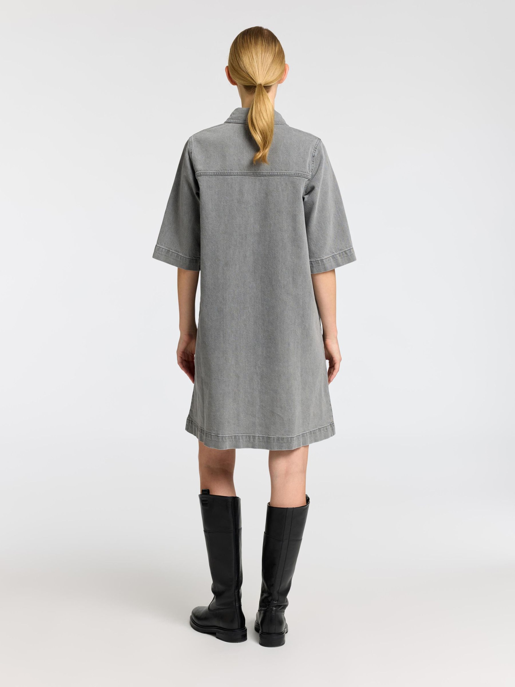 DENIM MIDIKJOLE, Grey Denim, highres