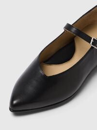 LEDER MARY JANE SCHUHE, Black, highres