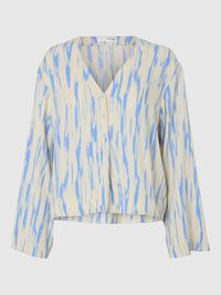 PRINTED VISCOSE  LONG SLEEVED TOP, Birch, highres