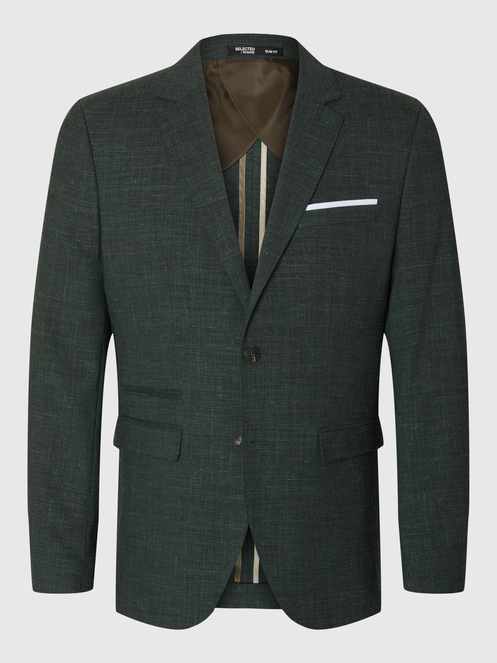 SLIM FIT SINGLE-BREASTED BLAZER, Dark Green, highres