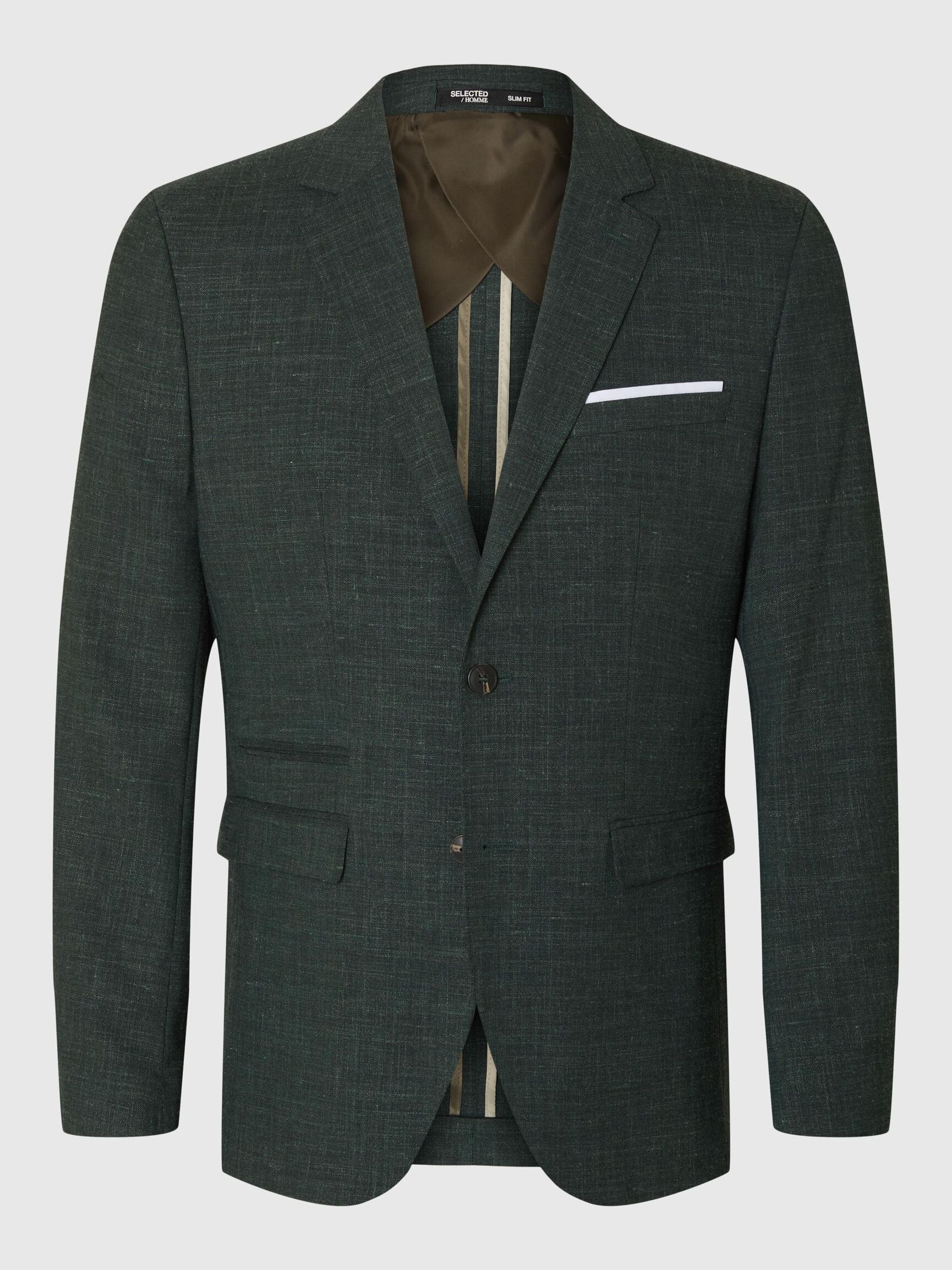 SLIM FIT EINREIHIGER BLAZER, Dark Green, highres