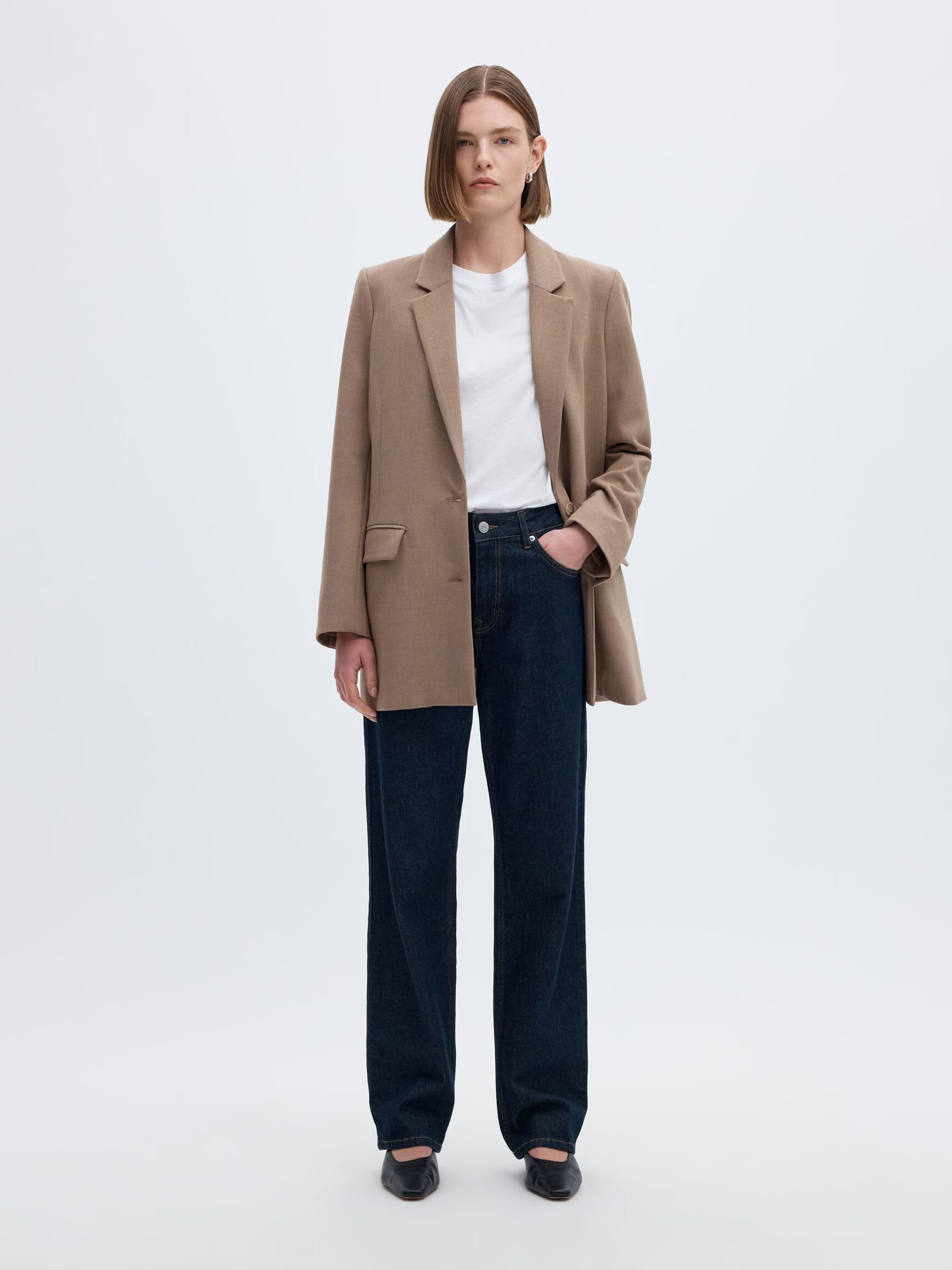 MID WAIST STRAIGHT FIT JEANS, Dark Blue Denim, highres