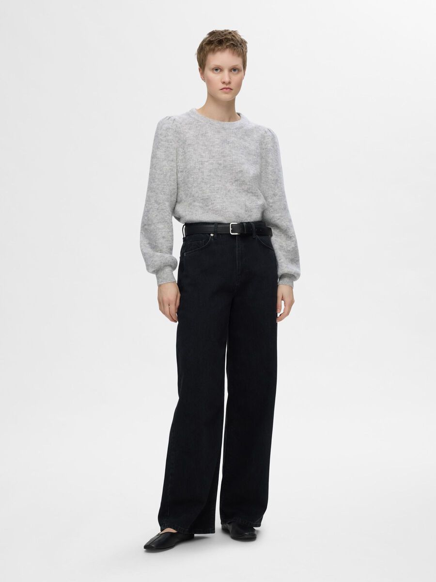 Selected ULLBLANDING STRIKKET PULLOVER, Light Grey Melange, highres - 16094355_LightGreyMelange_005.jpg