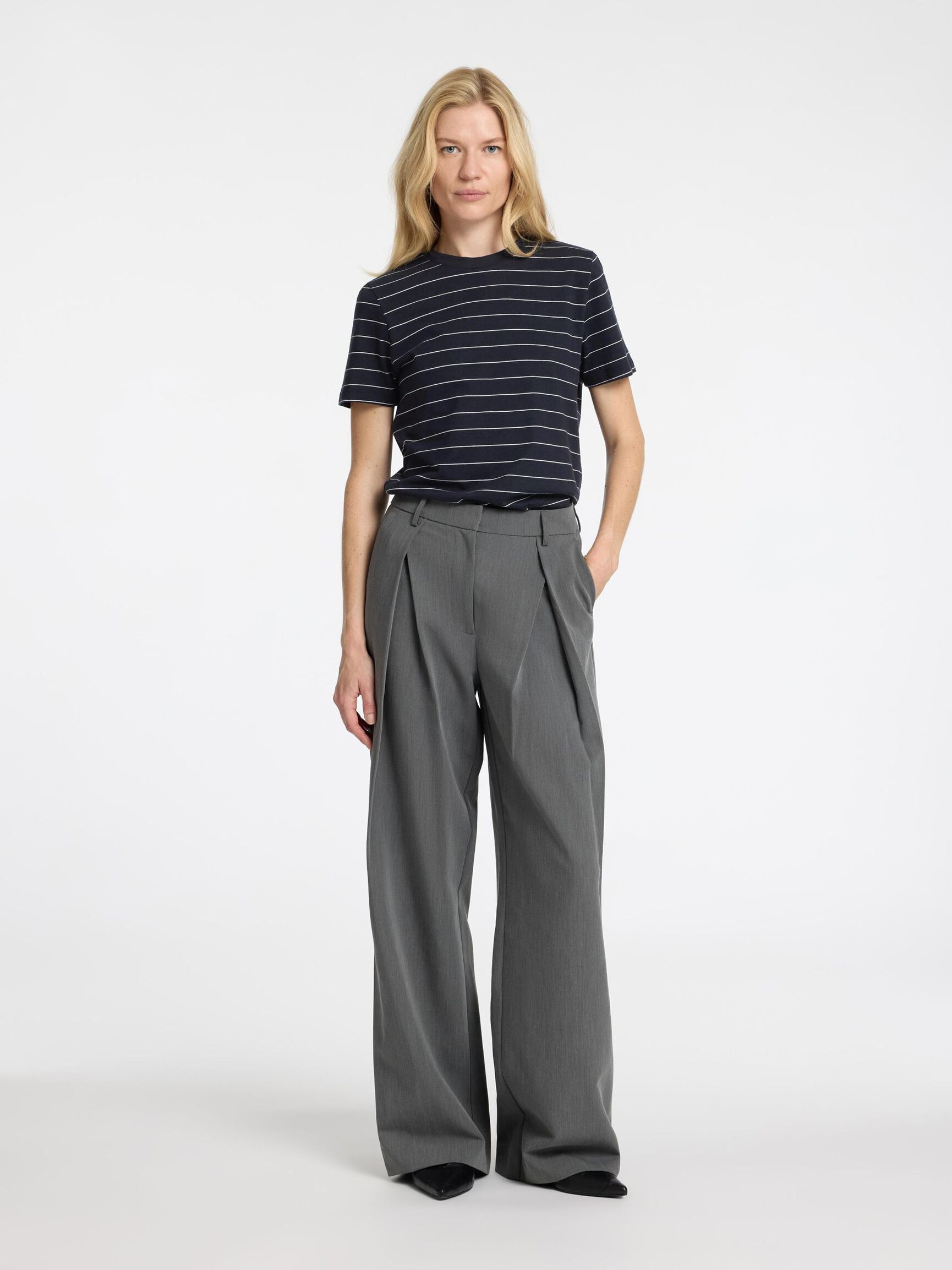 STRIPED COTTON T-SHIRT, Dark Sapphire, highres