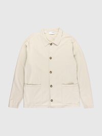 KNITTED POLO CARDIGAN, Fog, highres