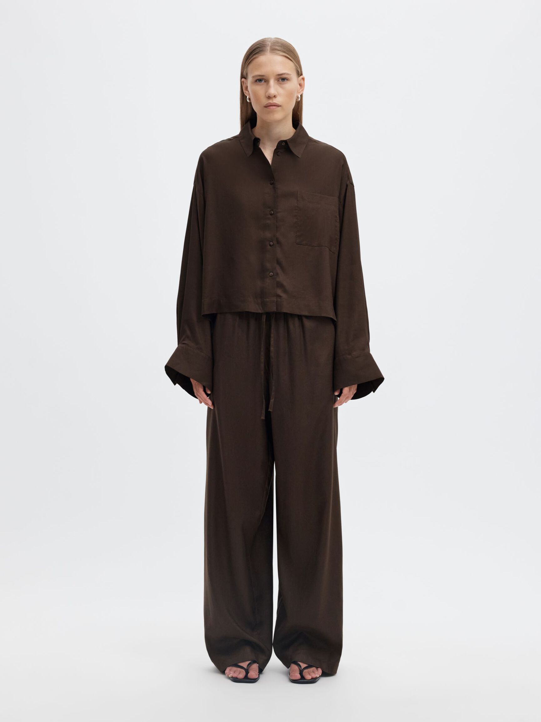 DRAWSTRING HIGH WAISTED TROUSERS, Delicioso, highres