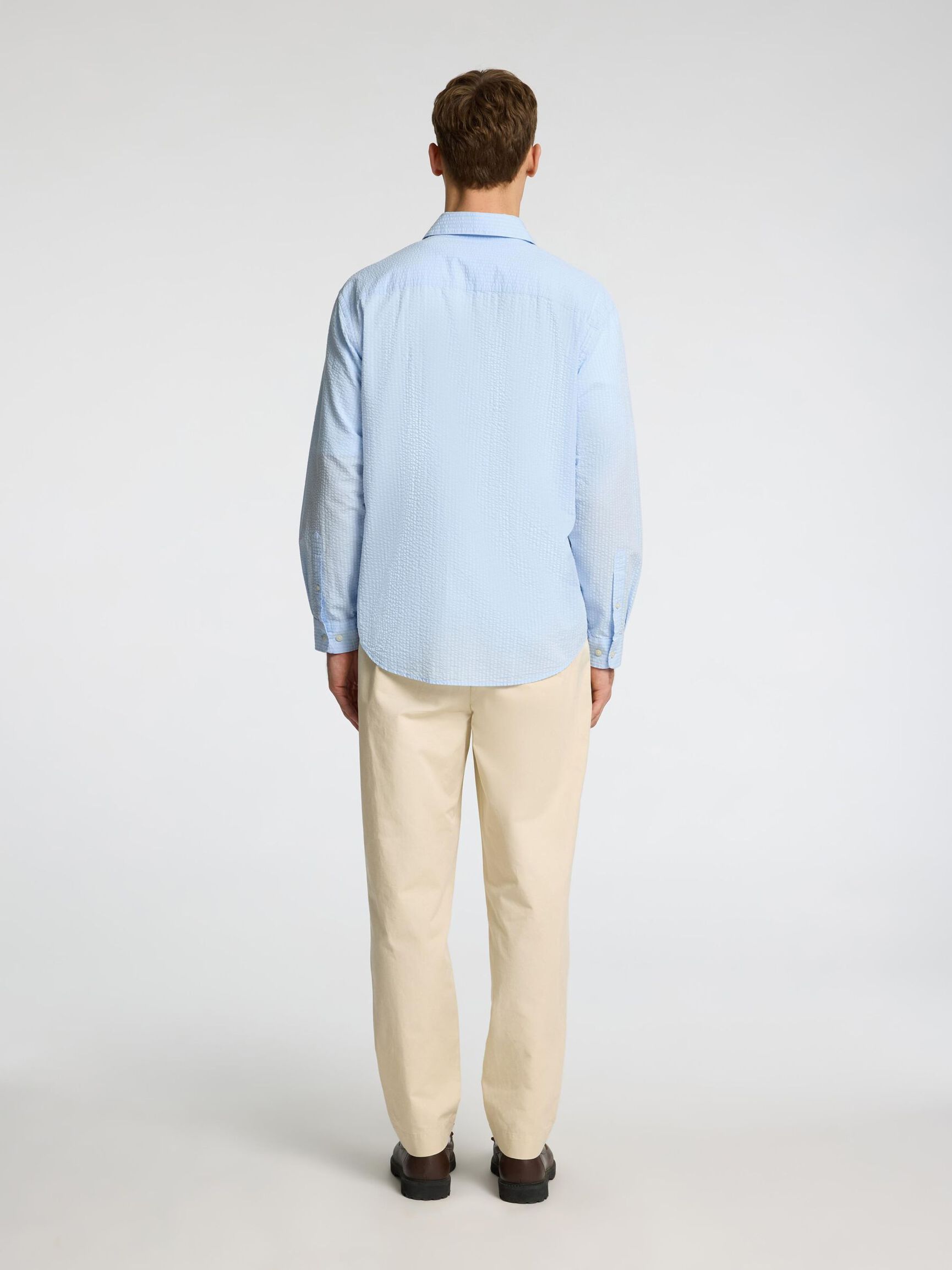 SEERSUCKER LANGÆRMET SKJORTE, Cashmere Blue, highres